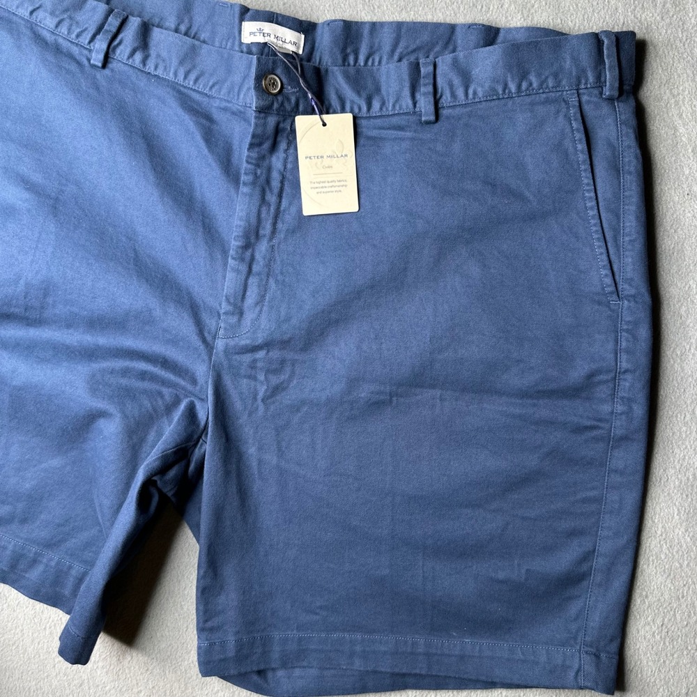 Peter Millar Crown Shorts Mens 44 Navy Blue Pima Cotton Stretch ME0B05 NEW